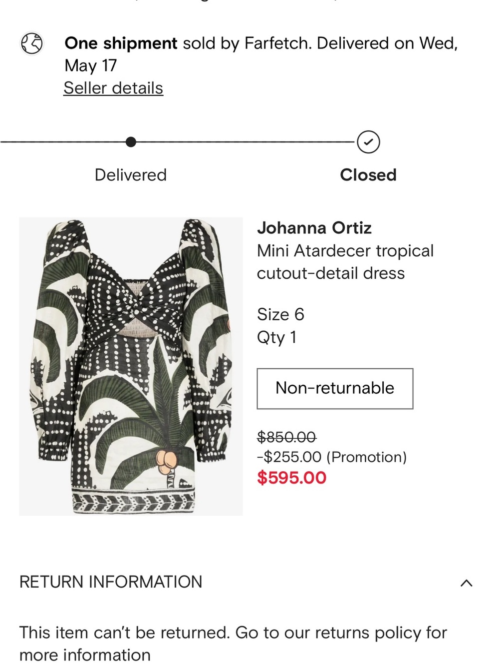 Johanna Ortiz Black, Cream and Green Palm-Print Off-the-Shoulder Sweater
